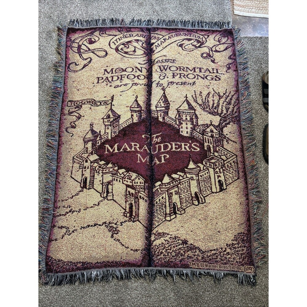 Warner Bros. Harry Potter Marauders Map Tapestry Throw 50”x63” woven blanket